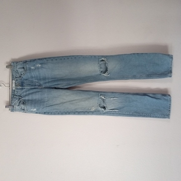 Zara Distressed Button Fly Blue Jeans Size 2 - Picture 1 of 5
